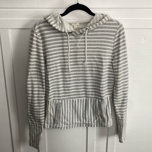 J. Crew Flip Striped Nautical Hoodie Gray & White Women’s Size Small